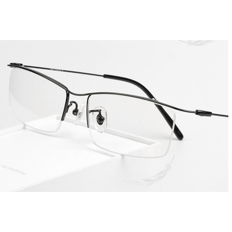 Reven Jate Men's Eyeglasses Browline Half Rim Titanium Ej1010 Spectacles Semi Rim Reven Jate