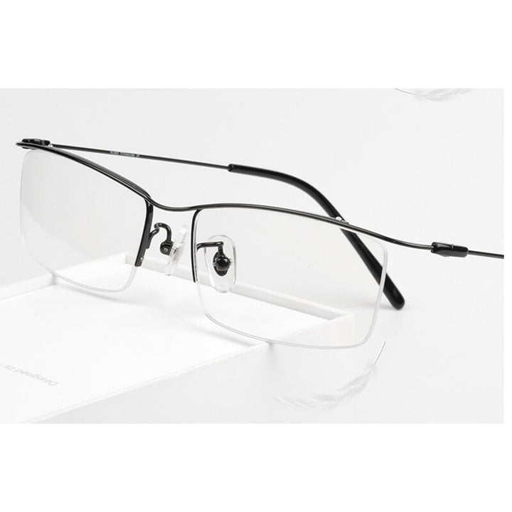 Reven Jate Men's Eyeglasses Browline Half Rim Titanium Ej1010 Spectacles Semi Rim Reven Jate
