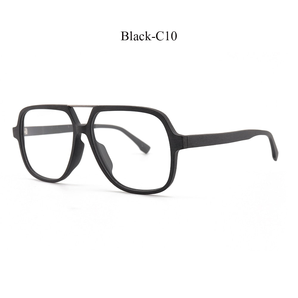 Hdcrafter Unisex Full Rim Square Oversized Wood Eyeglasses Ps8210 Full Rim Hdcrafter Eyeglasses Black-C10