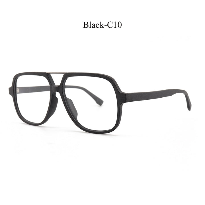 Hdcrafter Unisex Full Rim Square Oversized Wood Eyeglasses Ps8210 Full Rim Hdcrafter Eyeglasses Black-C10