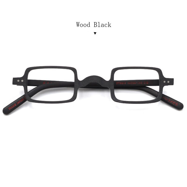 Hdcrafter Unisex Full Rim Square Acetate Wood Frame Eyeglasses Ft6016 Full Rim Hdcrafter Eyeglasses Wood Black
