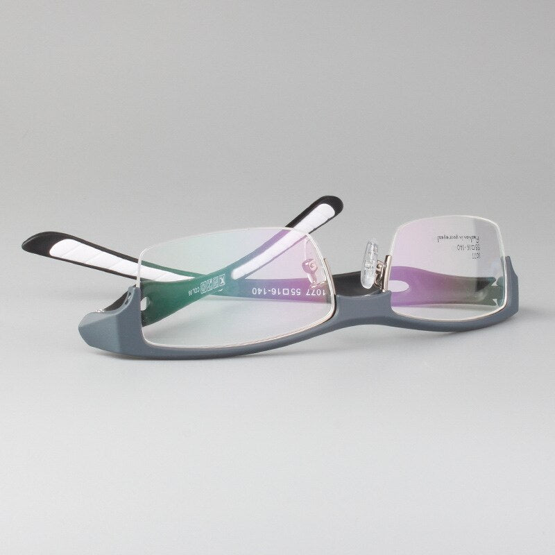 Men's Square Semi Rim Sports Eyeglasses N1077 Semi Rim Bclear