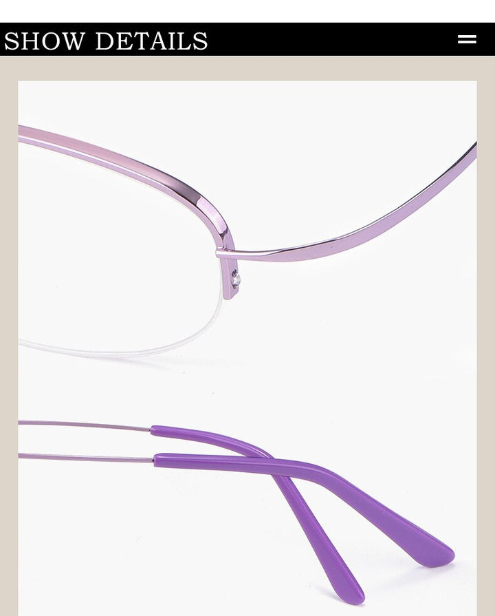 Yimaruili Women's Semi Rim Titanium Frame Eyeglasses T9276 Semi Rim Yimaruili Eyeglasses