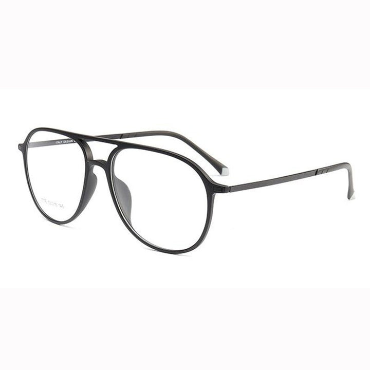 Unisex Double Bridge Acetate Steel Round Full Rim Eyeglasses 1116 Full Rim Bclear C 1