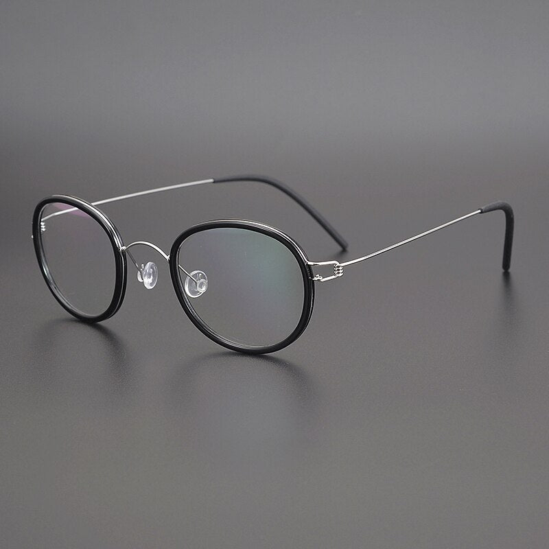 Gatenac Unisex Full Rim Round Screwless Titanium Frame Eyeglasses Gxyj267 Full Rim Gatenac Sliver