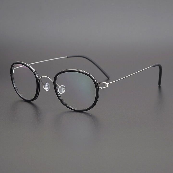 Gatenac Unisex Full Rim Round Screwless Titanium Frame Eyeglasses Gxyj267 Full Rim Gatenac Sliver