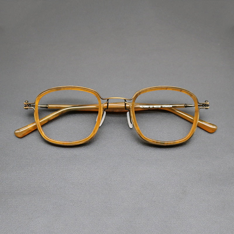 Gatenac Unisex Full Rim Round Titanium Acetate Frame Eyeglasses Gxyj667 Full Rim Gatenac Orange