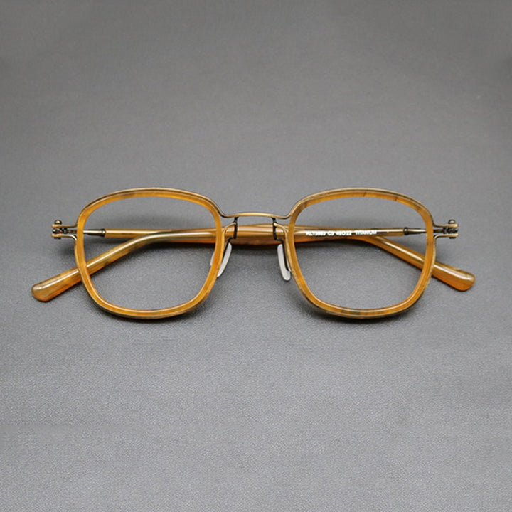 Gatenac Unisex Full Rim Round Titanium Acetate Frame Eyeglasses Gxyj667 Full Rim Gatenac Orange