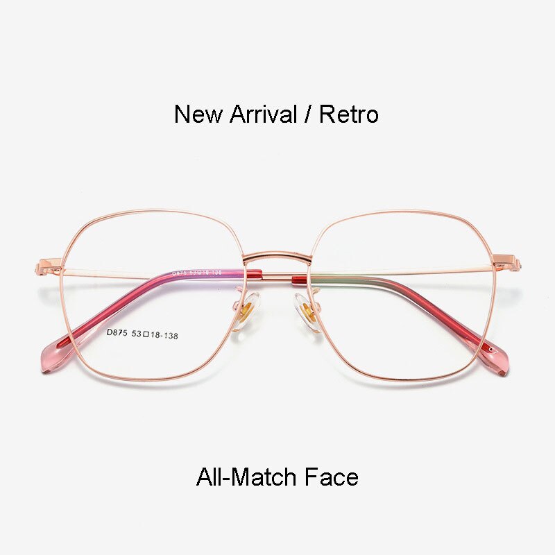 Hotony Unisex Full Rim Polygon Alloy Frame Spring Hinge Eyeglasses D875 Full Rim Hotony