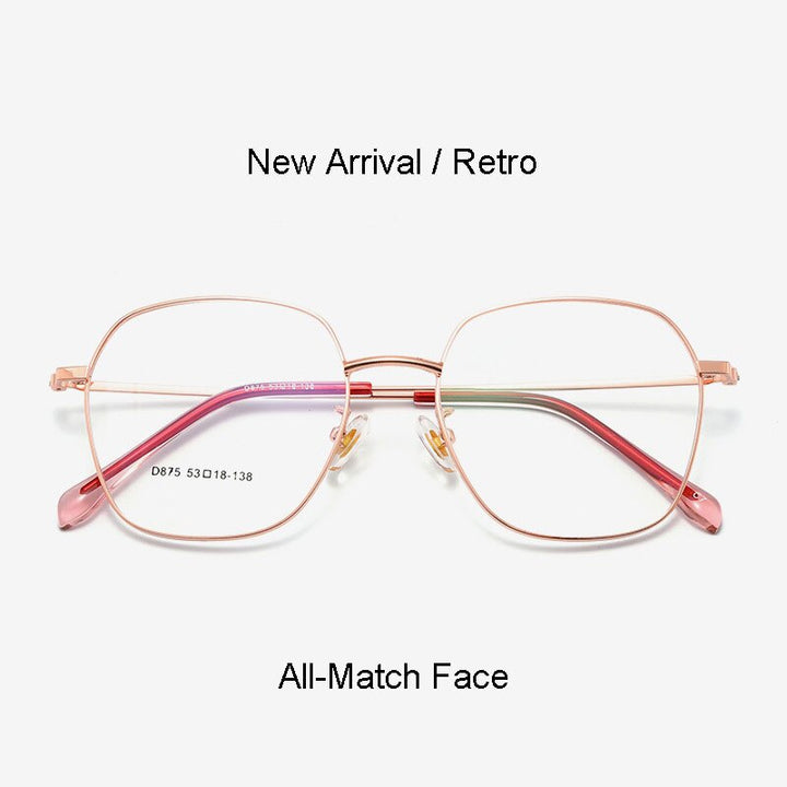 Hotony Unisex Full Rim Polygon Alloy Frame Spring Hinge Eyeglasses D875 Full Rim Hotony