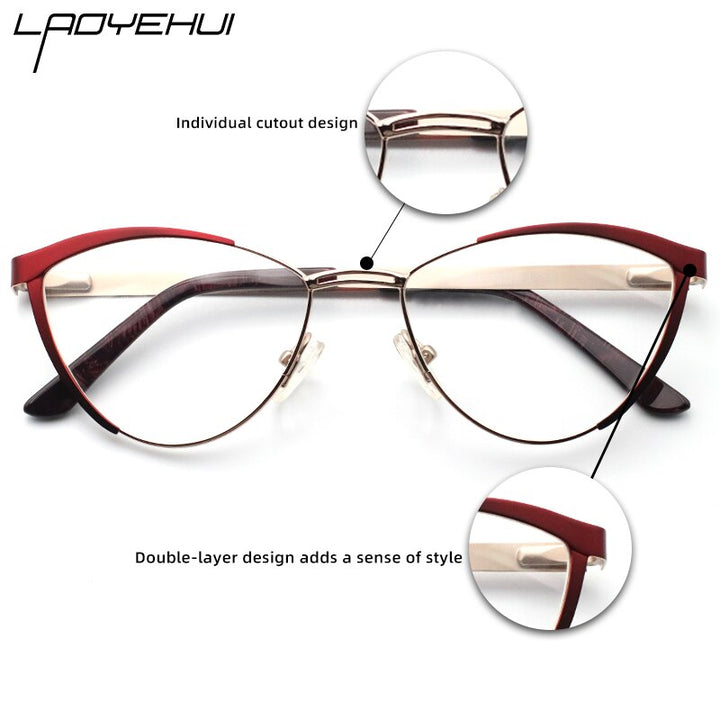 Laoyehui Women's Eyeglasses Cat Eye Alloy Frame 5821 Full Rim Laoyehui