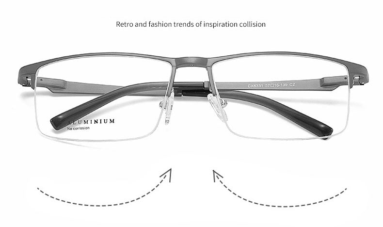 Hotochki Unisex Semi Rim Aluminum Magnesium Alloy Frame Eyeglasses 6331 Semi Rim Hotochki