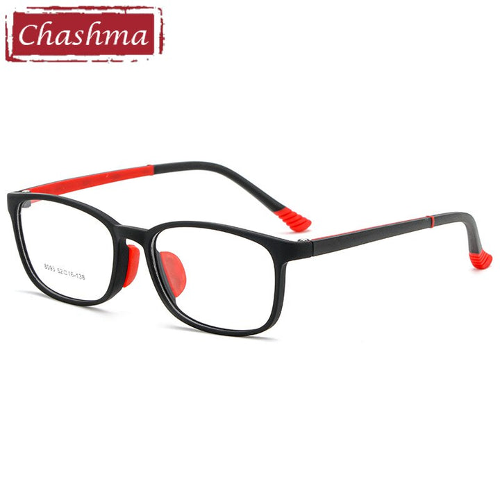 Chashma Ottica Children's Unisex Full Rim Square Tr 90 Titanium Eyeglasses 8093 Full Rim Chashma Ottica Black Red