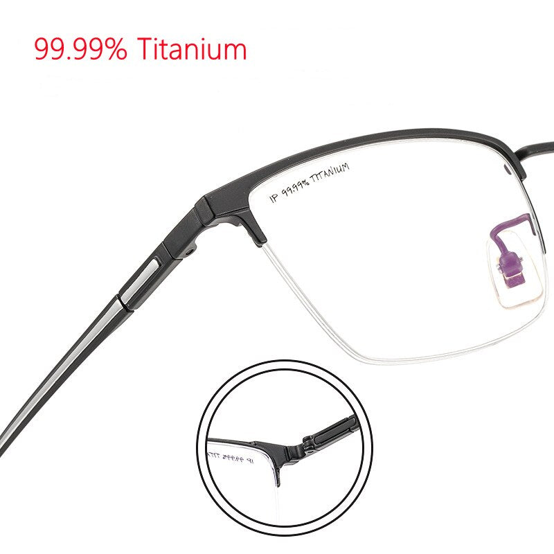 Yimaruili Men's Semi Rim Titanium Frame Eyeglasses 226186 Semi Rim Yimaruili Eyeglasses