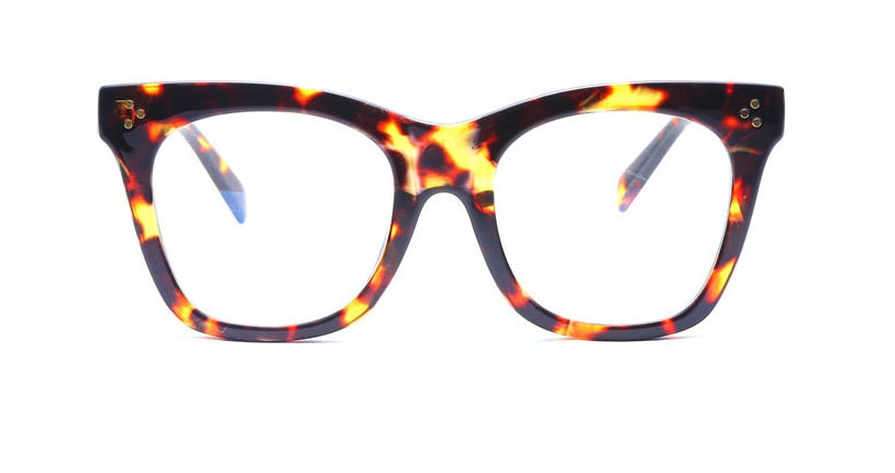 CCspace Unisex Full Rim Oversized Cat Eye Resin Alloy Frame Eyeglasses 49742 Full Rim CCspace Leopard