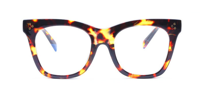 CCspace Unisex Full Rim Oversized Cat Eye Resin Alloy Frame Eyeglasses 49742 Full Rim CCspace Leopard