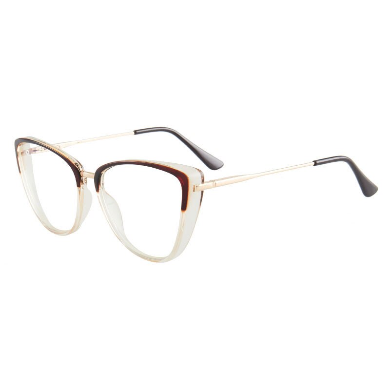 Hotony Women's Full Rim TR 90 Resin Cat Eye Frame Eyeglasses 7033 Full Rim Hotony Auburn