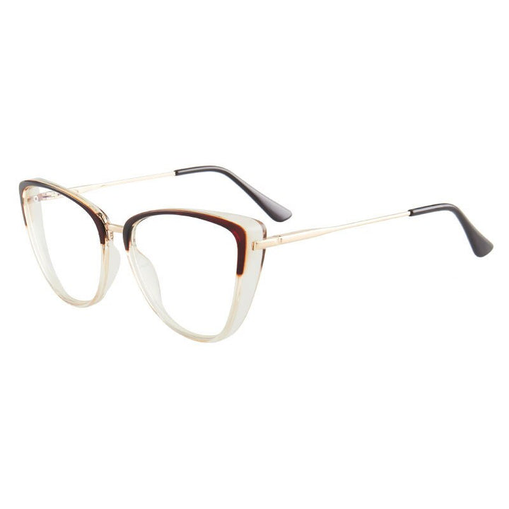 Hotony Women's Full Rim TR 90 Resin Cat Eye Frame Eyeglasses 7033 Full Rim Hotony Auburn