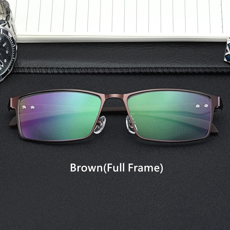 Yimaruili Men's Semi Or Full Rim Alloy Frame Eyeglasses 66071/66085 Full Rim Yimaruili Eyeglasses Brown(Full Frame)