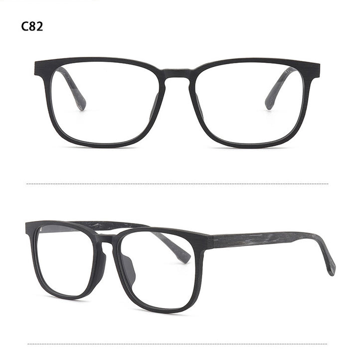Hdcrafter Men's Full Rim Square Metal Wood Frame Eyeglasses P1688 Full Rim Hdcrafter Eyeglasses