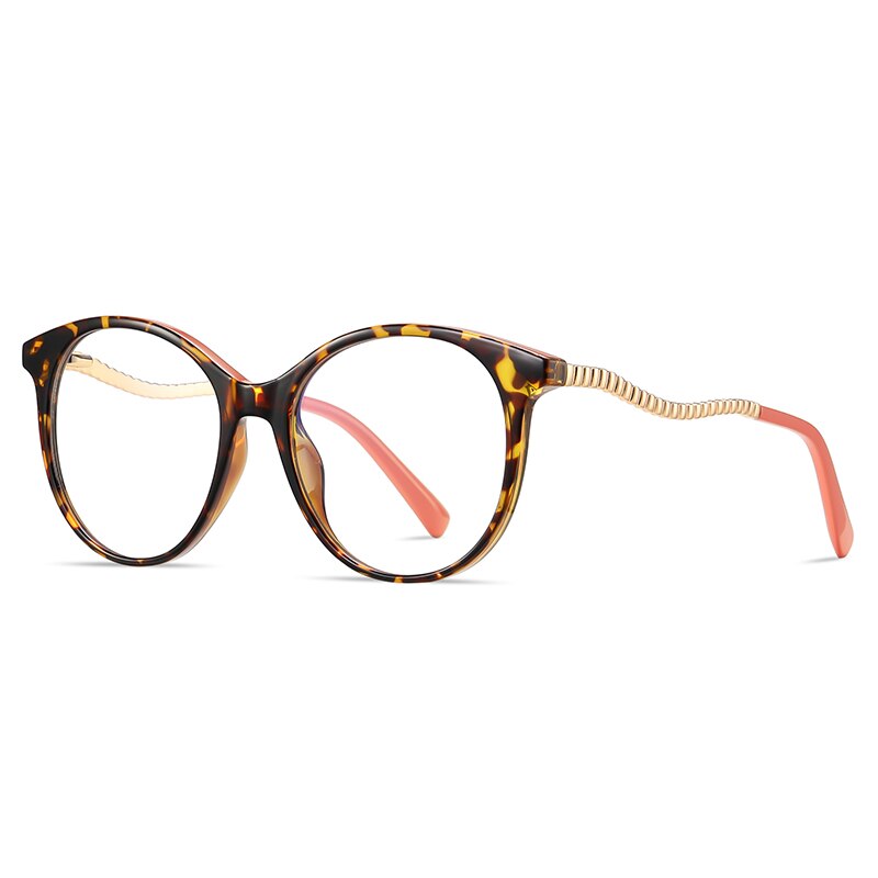 Gmei Women's Full Rim TR 90 Metal Round Frame Eyeglasses 2067 Full Rim Gmei Optical C3 Tortoiseshell