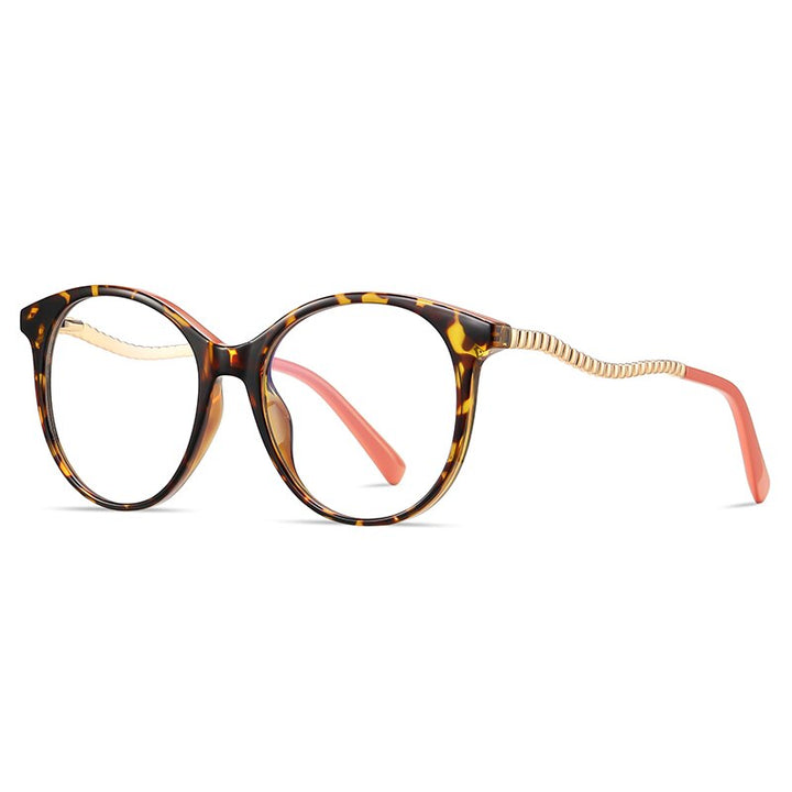 Gmei Women's Full Rim TR 90 Metal Round Frame Eyeglasses 2067 Full Rim Gmei Optical C3 Tortoiseshell