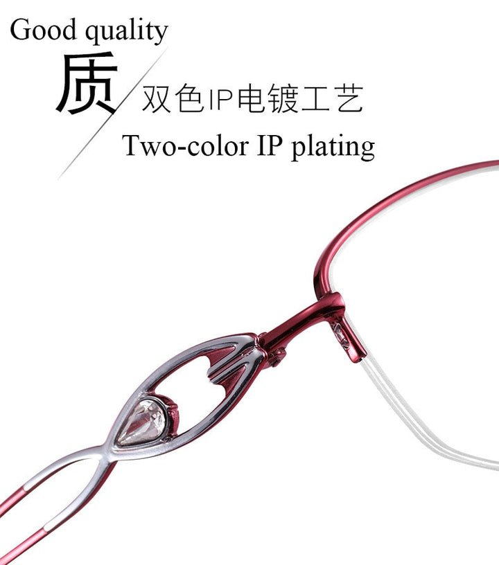 Women's Hollow Jeweled Temple Semi Rim Frame Eyeglasses Lr7812 Semi Rim Bclear
