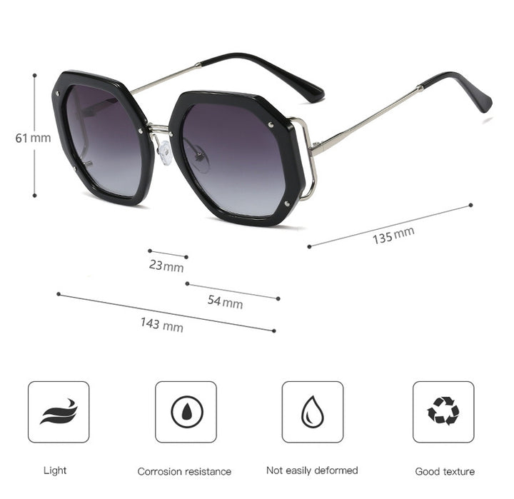 CCspace Women's Full Rim Polygon Square Frame Sunglasses 48154 Sunglasses CCspace Sunglasses