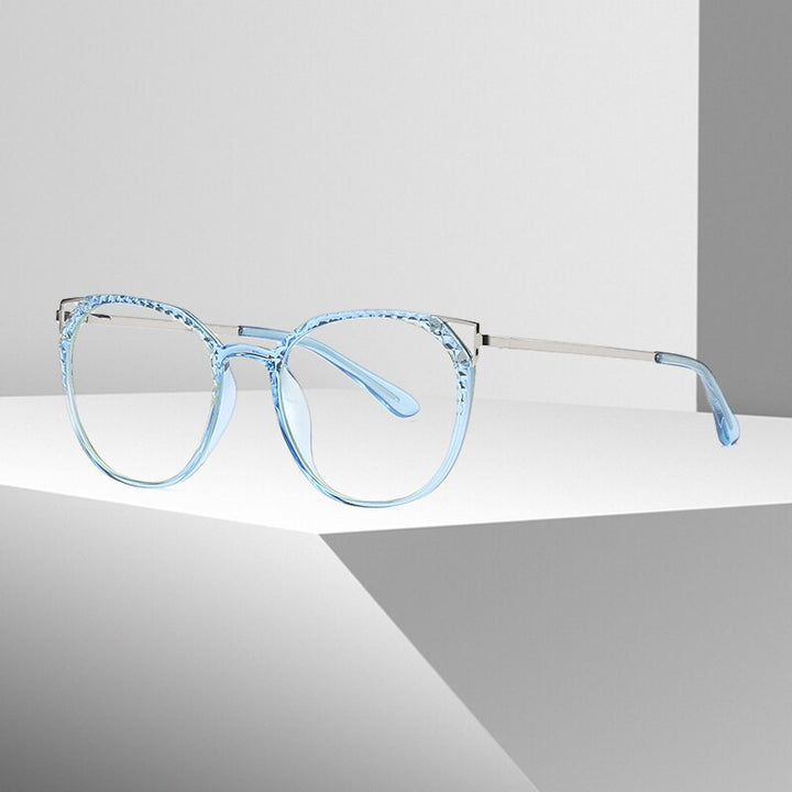 Hotochki Women's Full Rim Round TR-90 Resin Alloy Frame Eyeglasses 2054 Full Rim Hotochki