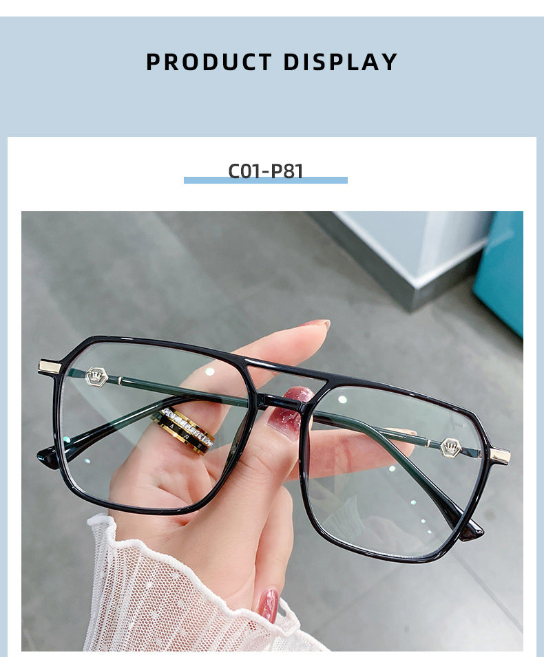 Hotony Women's Full Rim TR 90 Resin Square Double Bridge Frame Eyeglasses Lk309 Full Rim Hotony