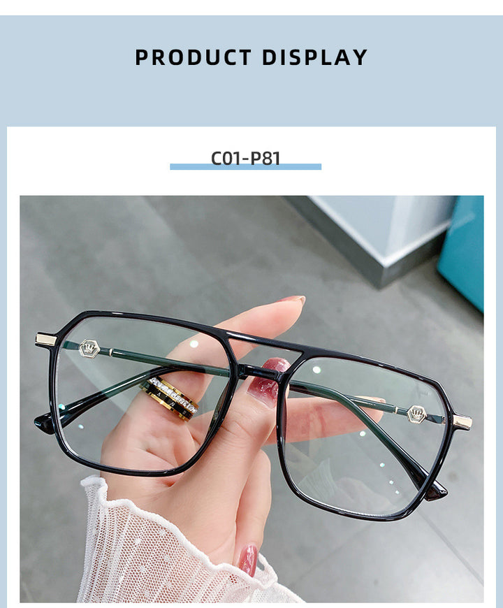 Hotony Women's Full Rim TR 90 Resin Square Double Bridge Frame Eyeglasses Lk309 Full Rim Hotony