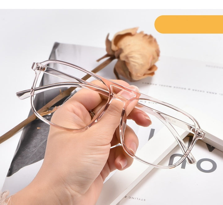 Yimaruili Unisex Full Rim TR 90 Resin Double Bridge Frame Eyeglasses D138 Full Rim Yimaruili Eyeglasses Transparent Brown