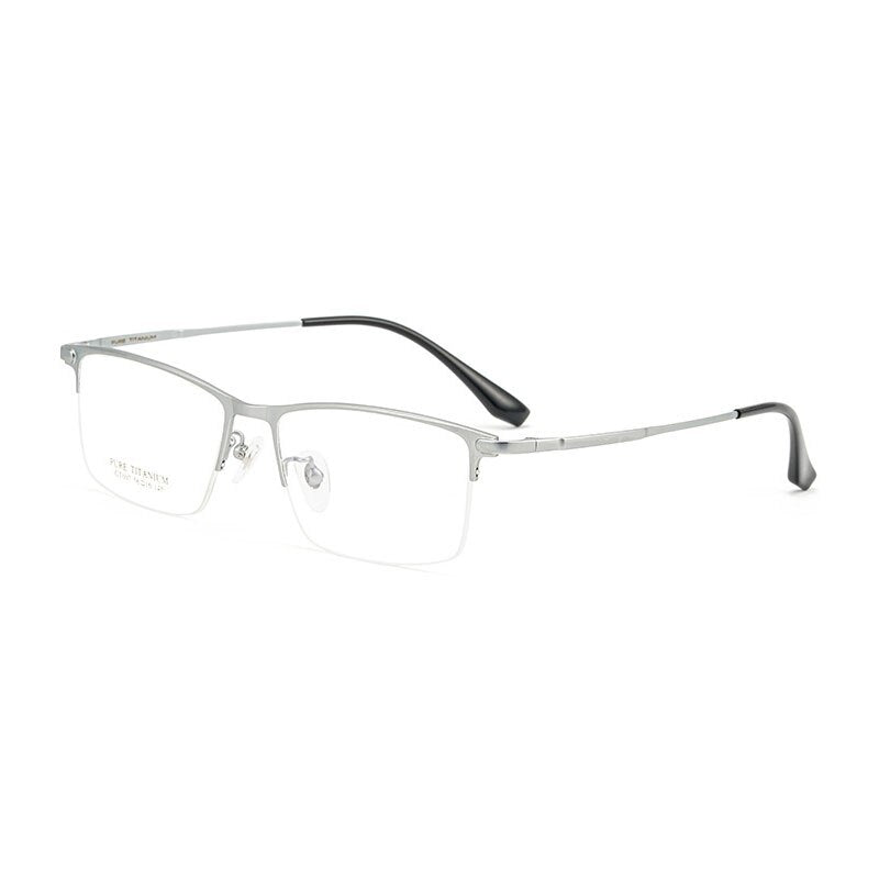 Handoer Unisex Semi Rim Square Titanium Eyeglasses Gt007 Semi Rim Handoer Silver