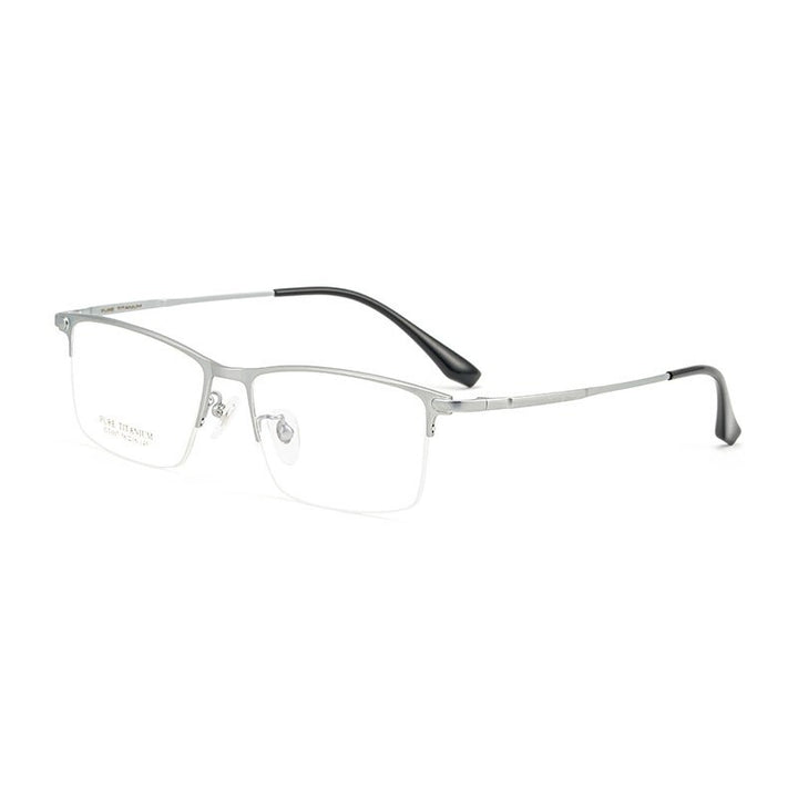 Handoer Unisex Semi Rim Square Titanium Eyeglasses Gt007 Semi Rim Handoer Silver