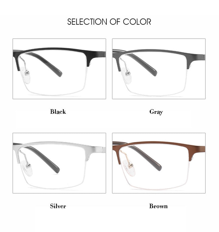 Hotony Unisex Semi Rim Square Alloy Frame Eyeglasses CX6342 Semi Rim Hotony