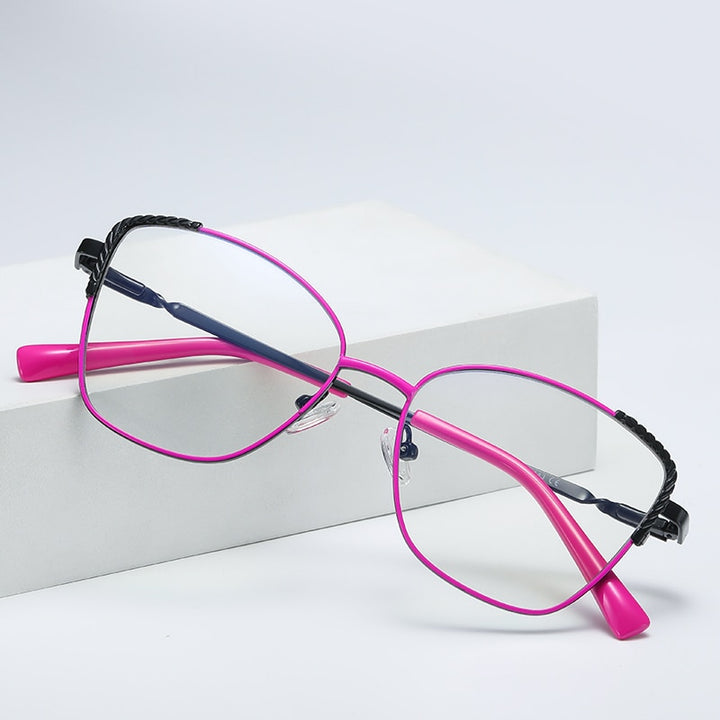 Hotochki Women's Full Rim Polygon Alloy Frame Eyeglasses 3014 Full Rim Hotochki