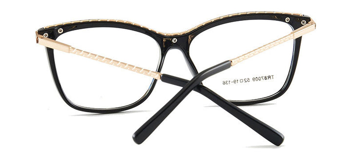 Hotony Woman's Full Rim Square TR 90 Resin Alloy Frame Eyeglasses 7009 Full Rim Hotony