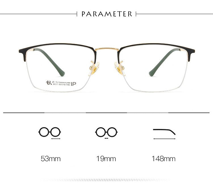 Handoer Unisex Semi Rim Square Titanium Eyeglasses 8017 Semi Rim Handoer
