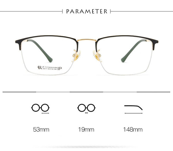Handoer Unisex Semi Rim Square Titanium Eyeglasses 8017 Semi Rim Handoer