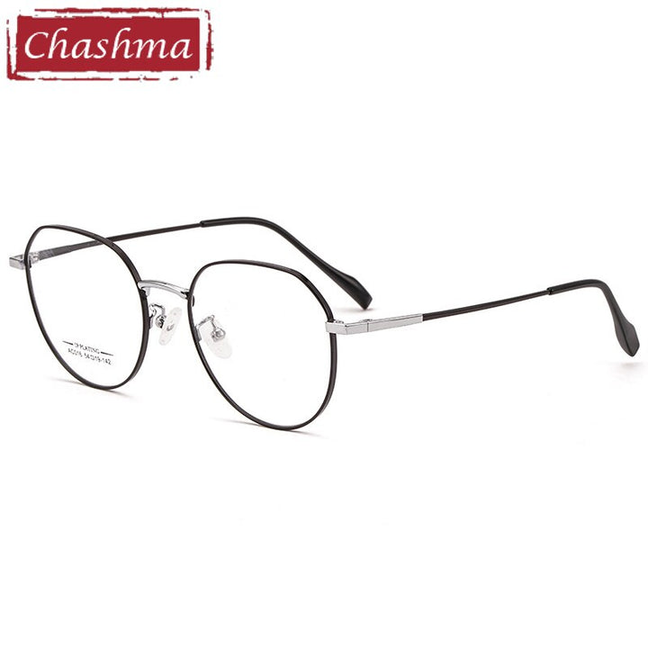 Chashma Ottica Unisex Full Rim Round Stainless Steel Eyeglasses Ac016 Full Rim Chashma Ottica Black Silver