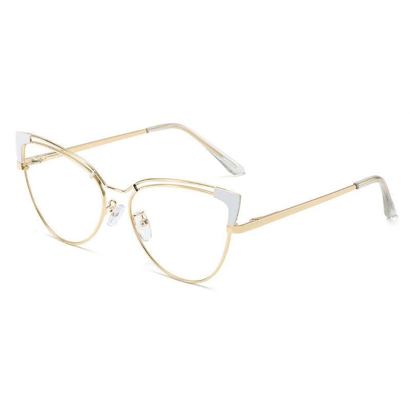 CCspace Full Rim Cat Eye Alloy Frame Eyeglasses 48297 Full Rim CCspace C8White