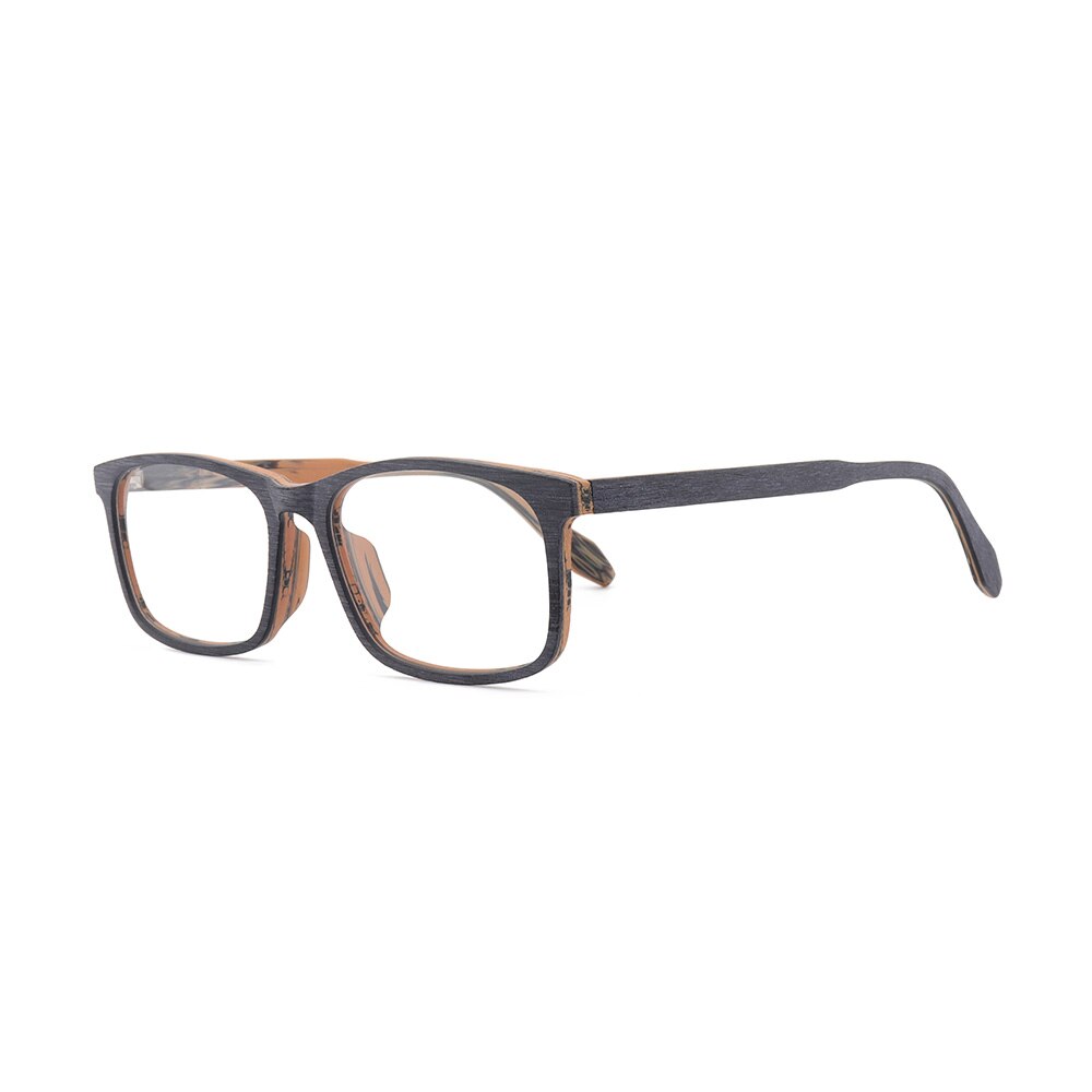 Hdcrafter Unisex Full Rim Oversized Square Wood Frame Eyeglasses 1691 Full Rim Hdcrafter Eyeglasses