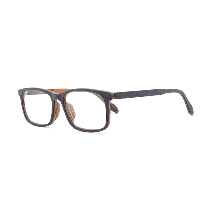 Hdcrafter Unisex Full Rim Oversized Square Wood Frame Eyeglasses 1691 Full Rim Hdcrafter Eyeglasses