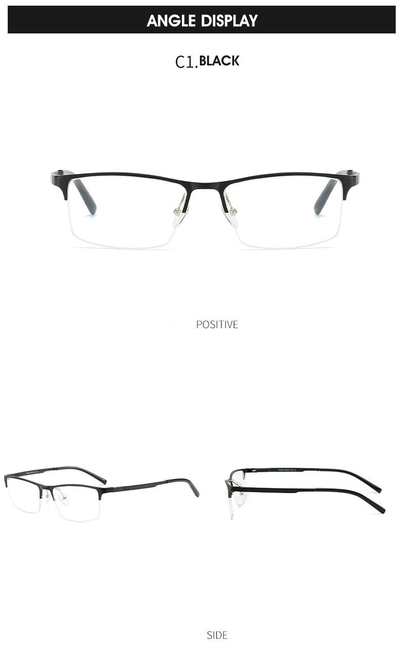 Hdcrafter Men's Semi Rim TR 90 Titanium Alloy Square Frame Eyeglasses P6342 Semi Rim Hdcrafter Eyeglasses