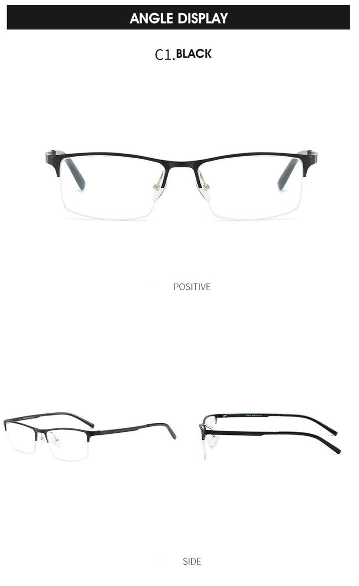 Hdcrafter Men's Semi Rim TR 90 Titanium Alloy Square Frame Eyeglasses P6342 Semi Rim Hdcrafter Eyeglasses