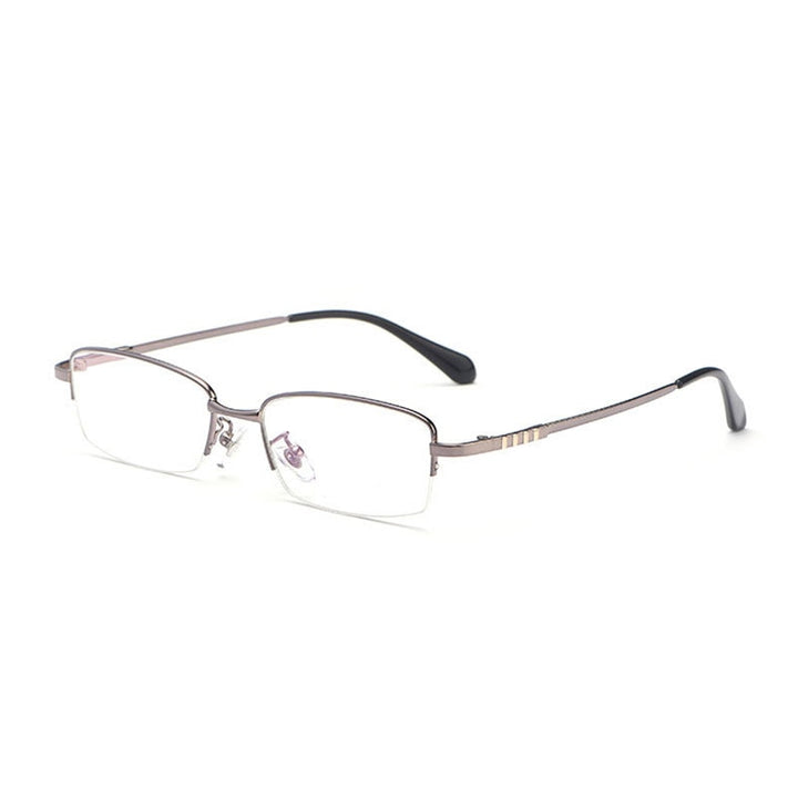 Hotony Men's Semi Rim Titanium Alloy Rectangle Frame Eyeglasses 9071 Semi Rim Hotony