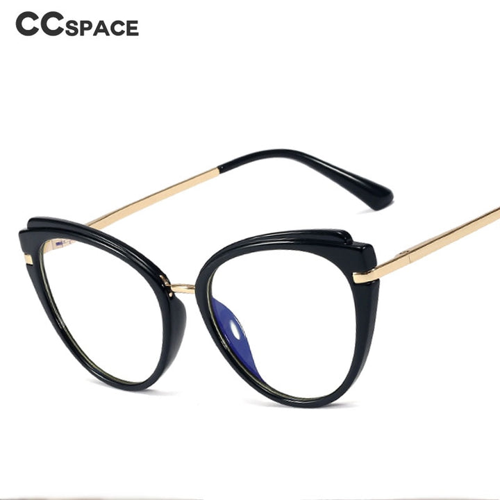 CCspace Women's Full Rim Cat Eye Tr 90 Titanium Frame Eyeglasses 48270 Full Rim CCspace