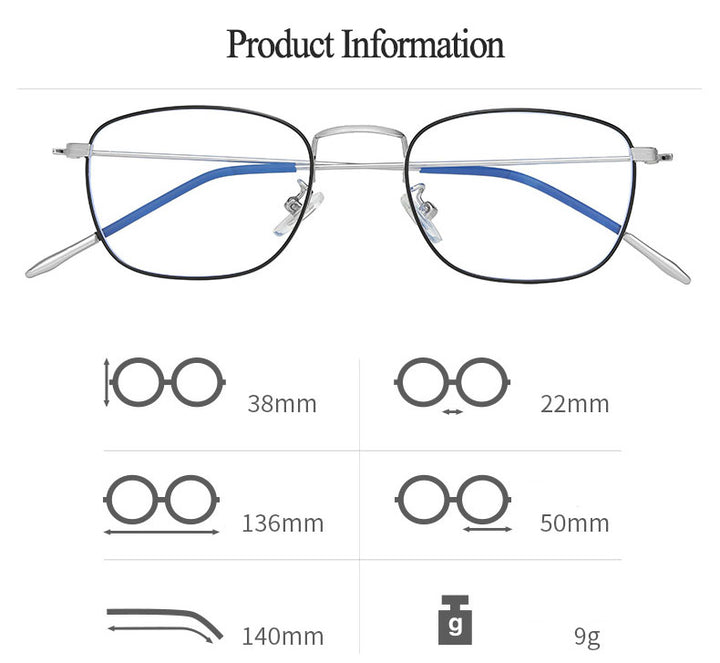 Hotony Unisex Full Rim Rectangle Alloy Eyeglasses Zy9951 Full Rim Hotony