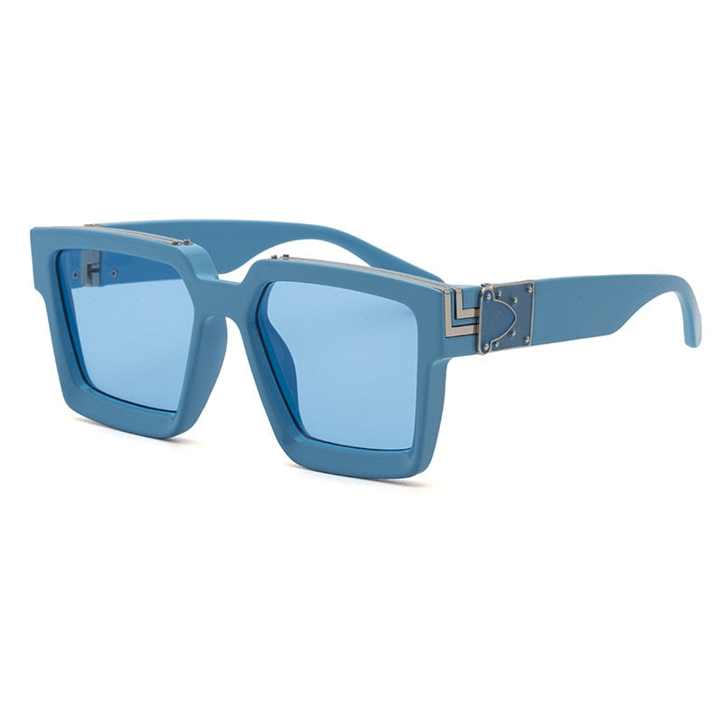 CCspace Unisex Full Rim Square Resin Frame Sunglasses 46167 Sunglasses CCspace Sunglasses D2Blue LargeFrame