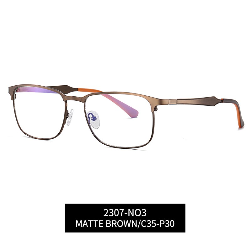 Reven Jate Men's Eyeglasses 2307 Full Rim Alloy Front Flexible Plastic Tr-90 Full Rim Reven Jate brown